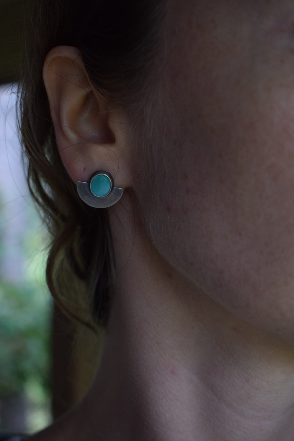 Royston Turquoise Half Circle Studs