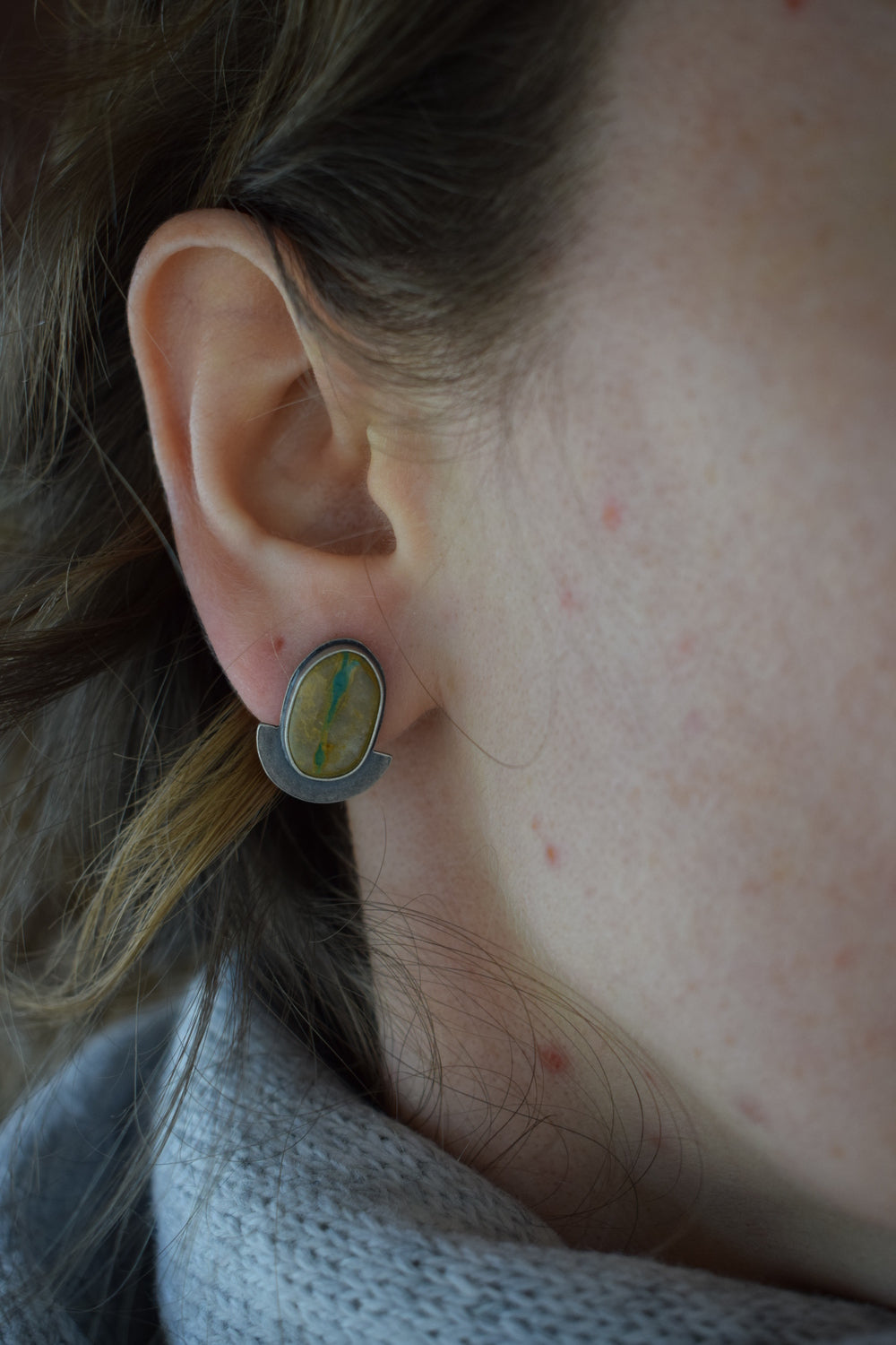 Half Moon Studs w/ Royston Ribbon