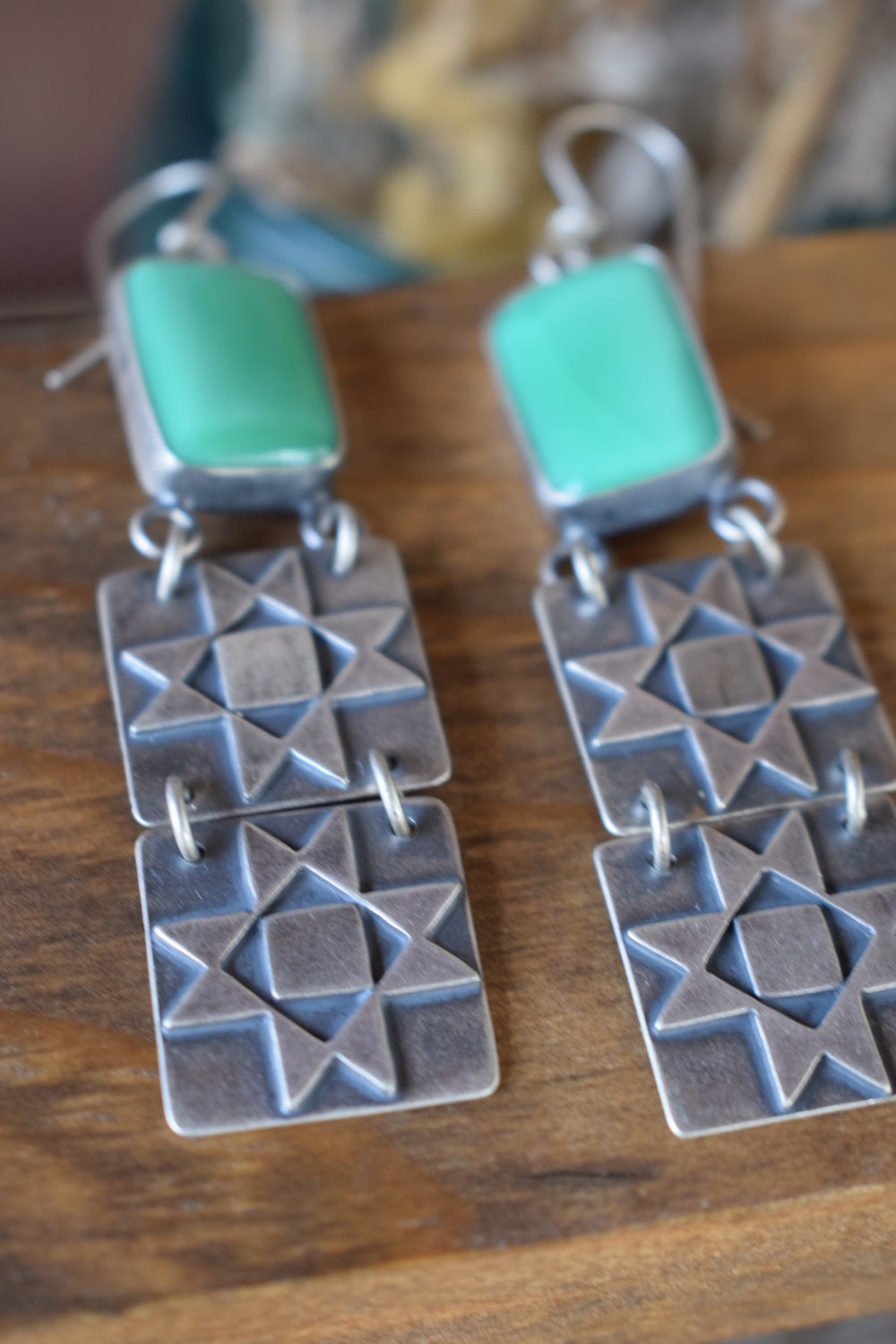 Variscite Quilted Earrings