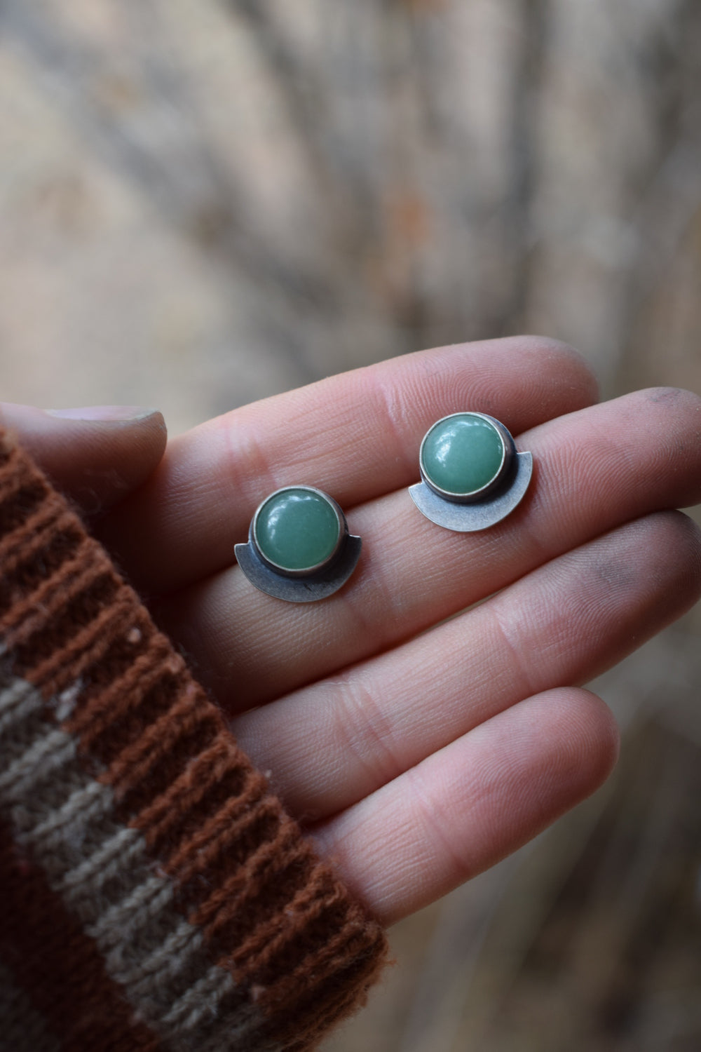 Half Moon Studs w/ Aventurine