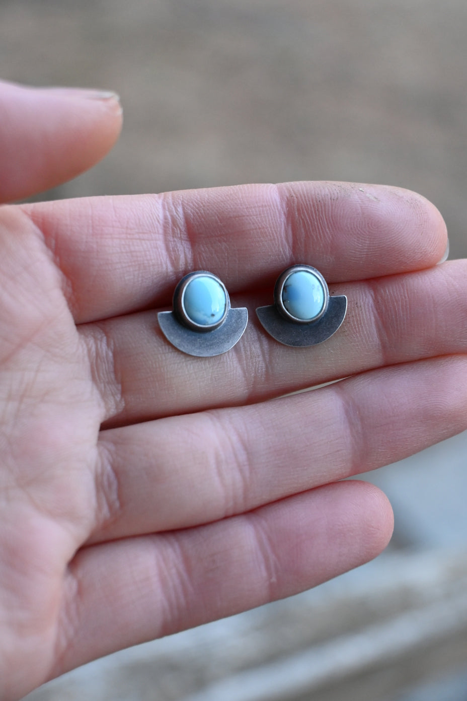 Half Moon Studs w/ Golden Hills Turquoise