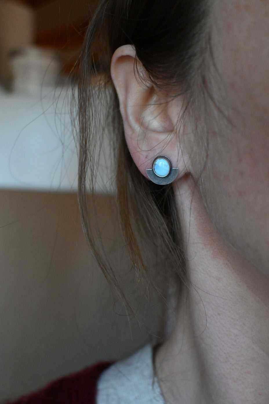 Half Moon Studs w/ Golden Hills Turquoise