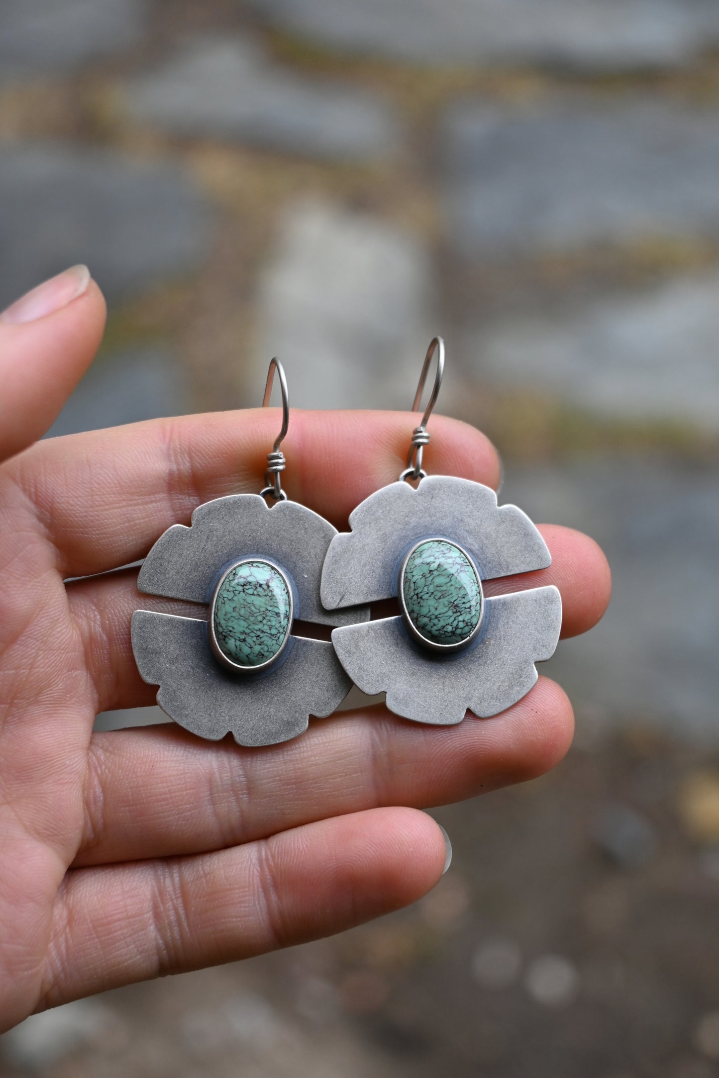 Green Petal Earrings