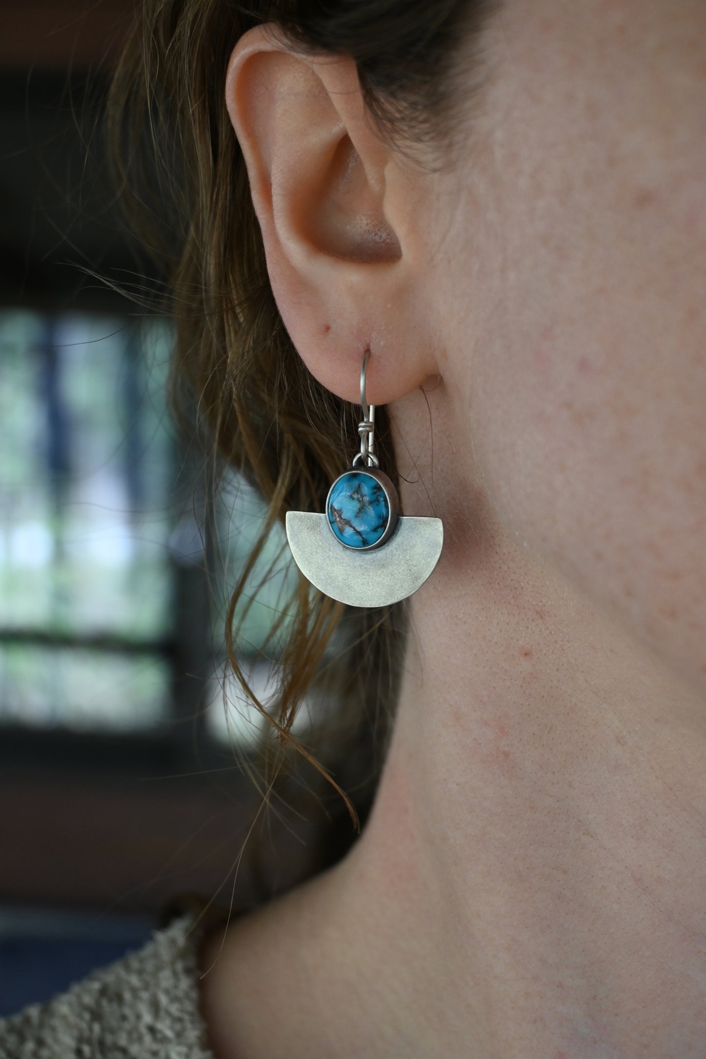 Half Moon Earrings w/ Egyptian Turquoise