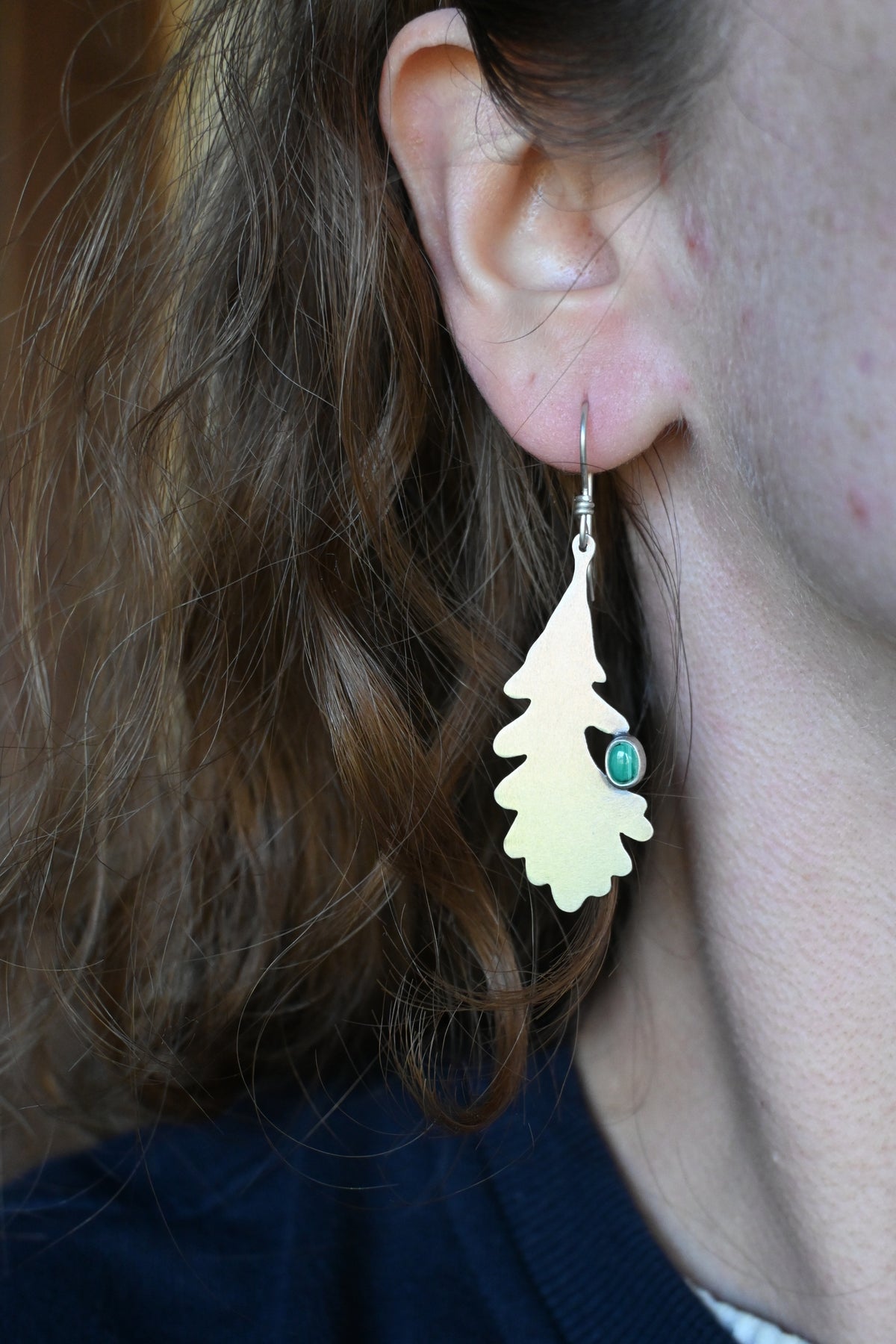Oak Earrings - Malachite