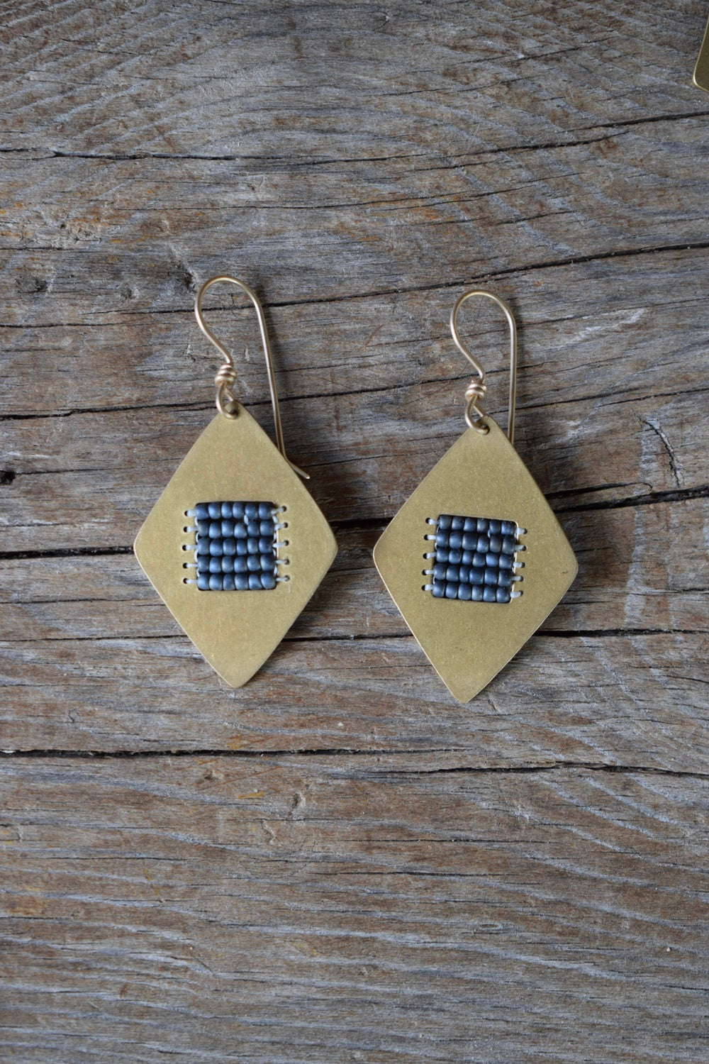 Brass + Bead Kite Earrings