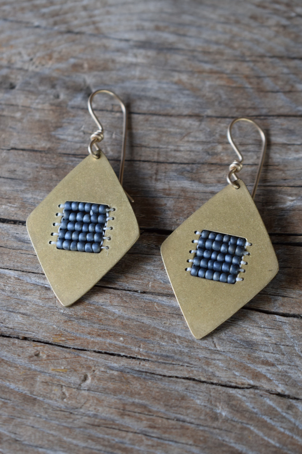 Brass + Bead Kite Earrings