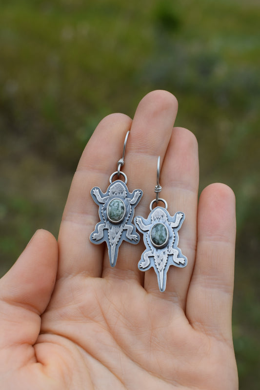Horny Toad w/ Tree Agate Earrings