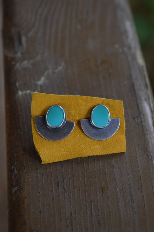 Royston Turquoise Half Circle Studs