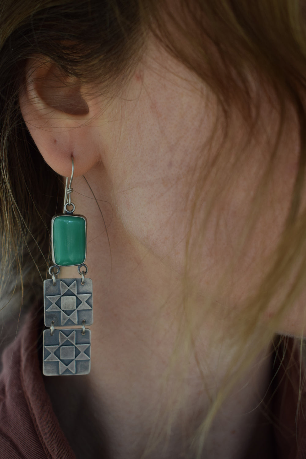 Variscite Quilted Earrings