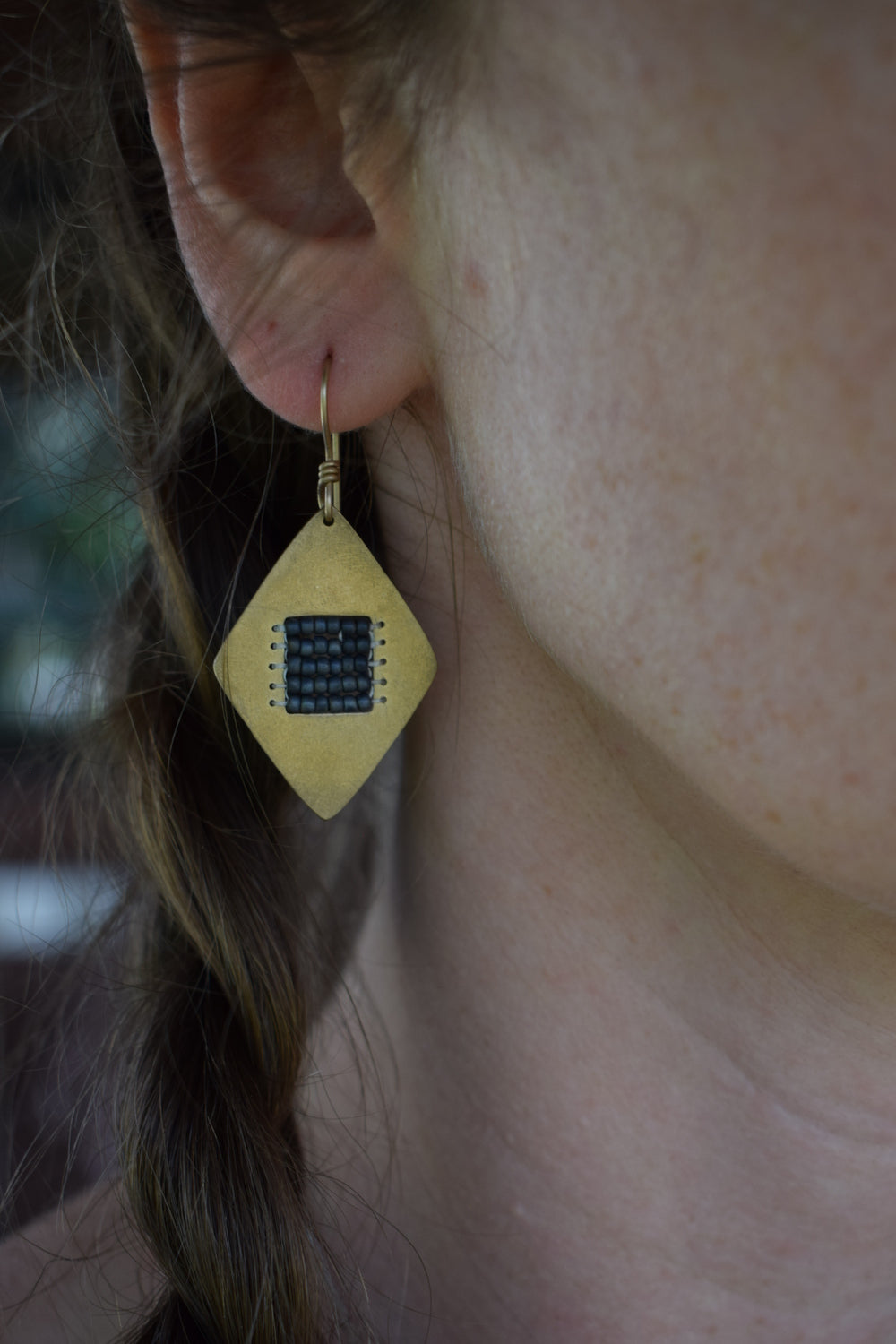 Brass + Bead Kite Earrings