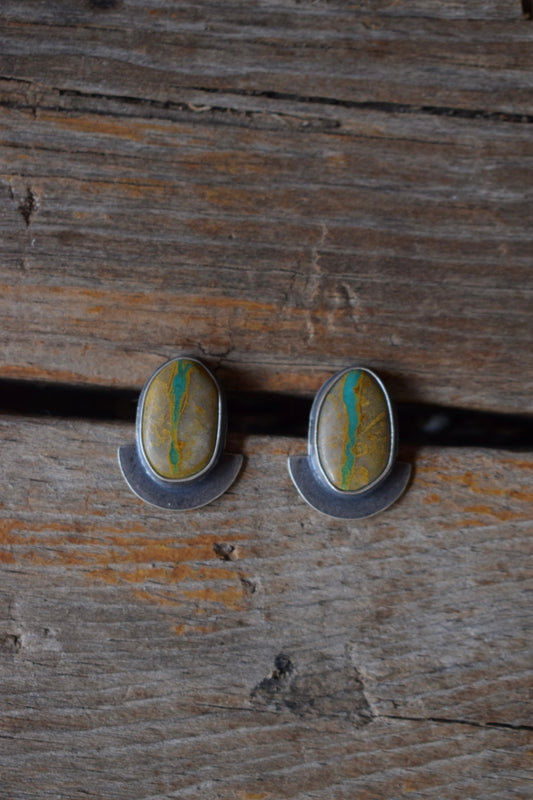 Half Moon Studs w/ Royston Ribbon