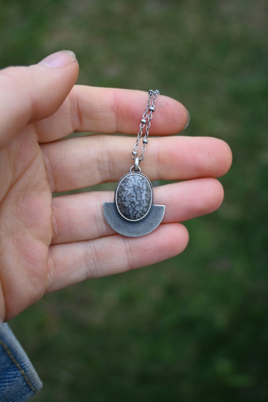 Half Moon Necklace - Petrified Dinosaur Bone