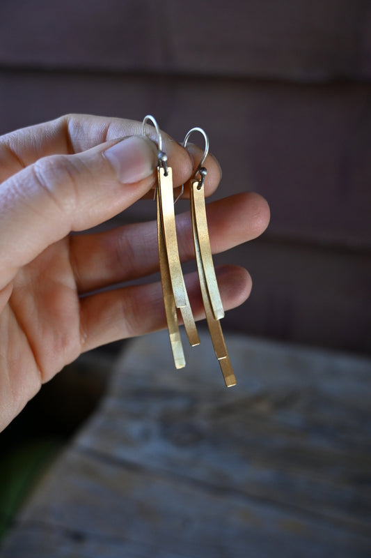 Brass Pine Needle Earrings