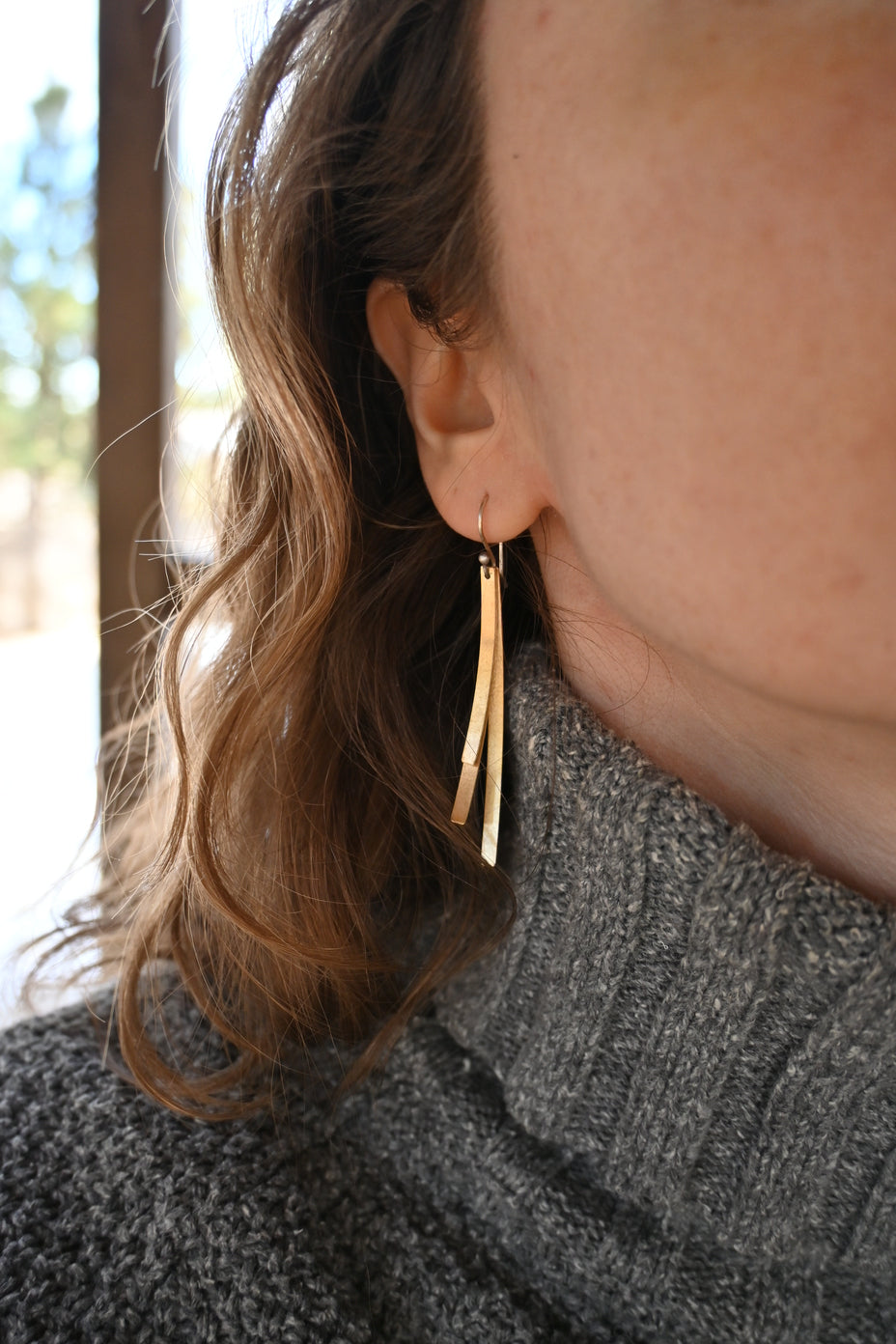 Brass Pine Needle Earrings