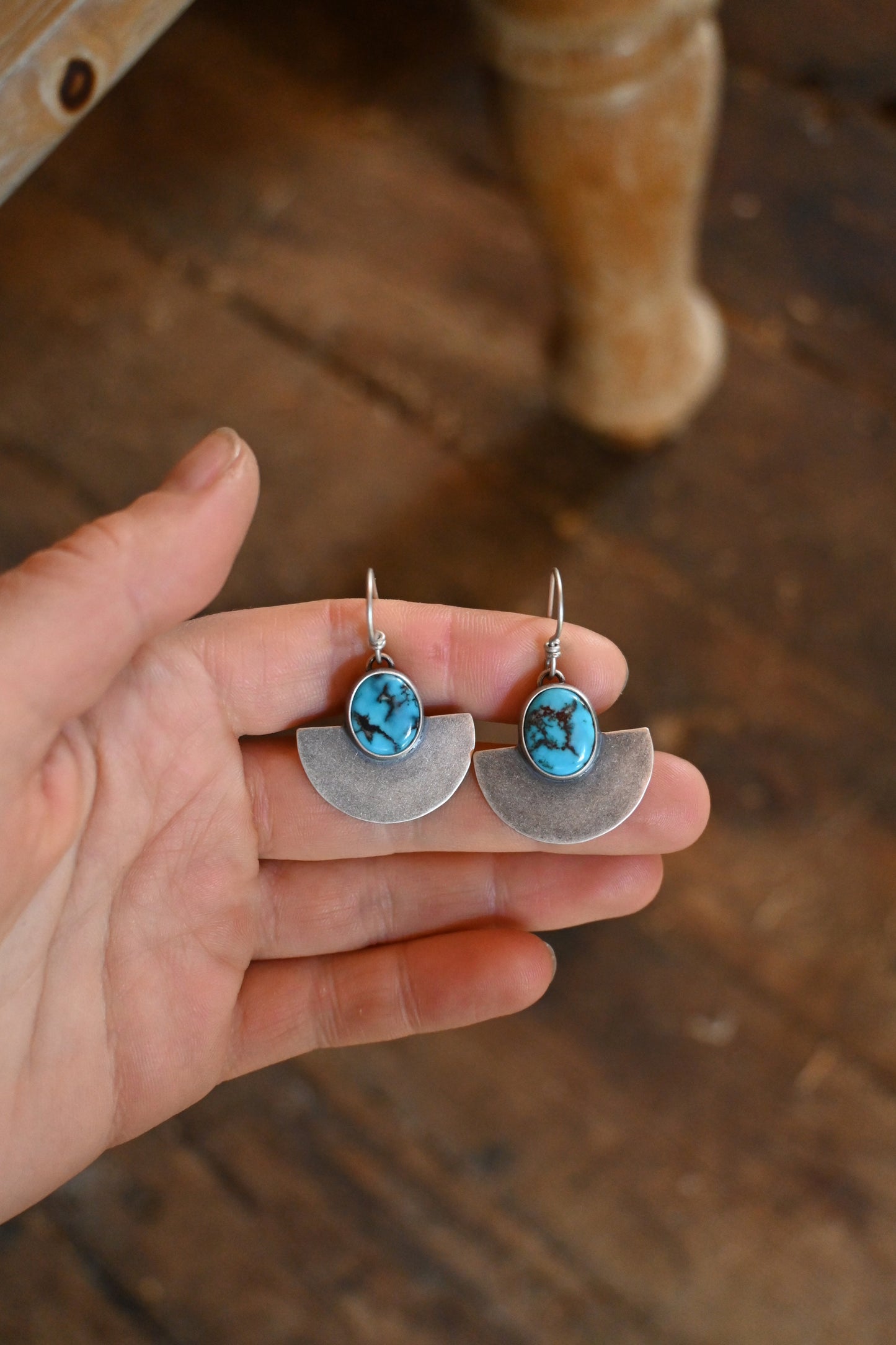 Half Moon Earrings w/ Egyptian Turquoise