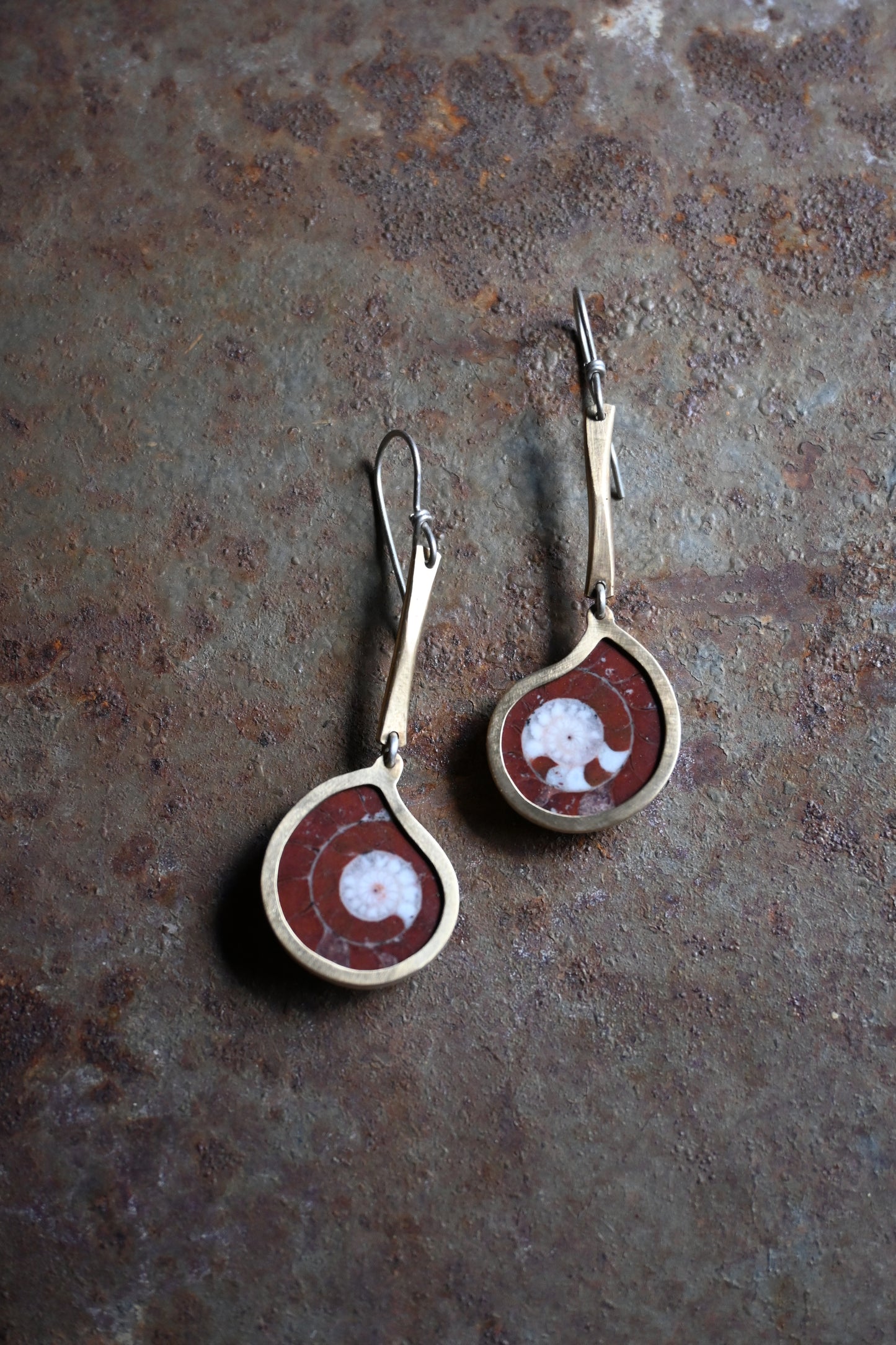 Brass Ammonite Earrings