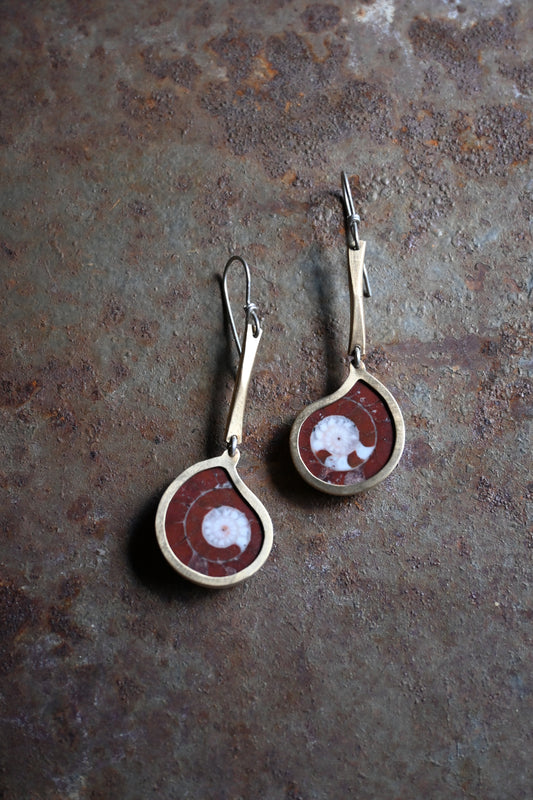 Brass Ammonite Earrings