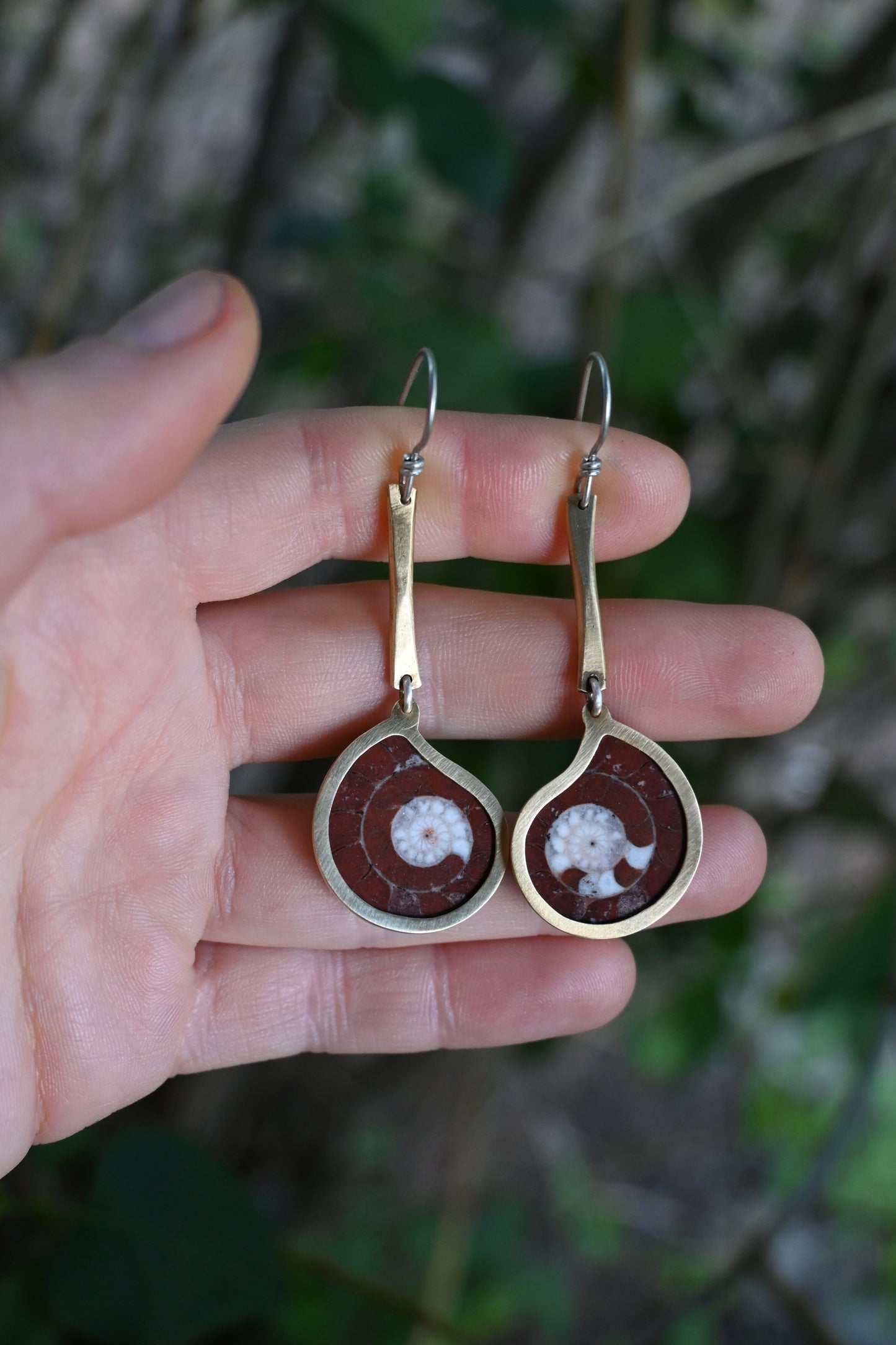Brass Ammonite Earrings