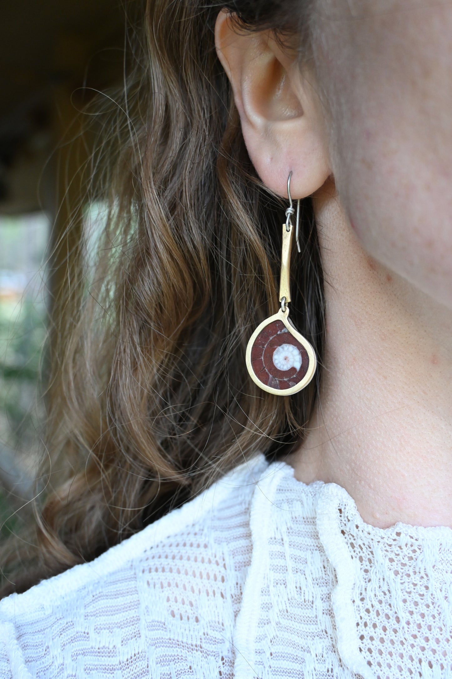 Brass Ammonite Earrings