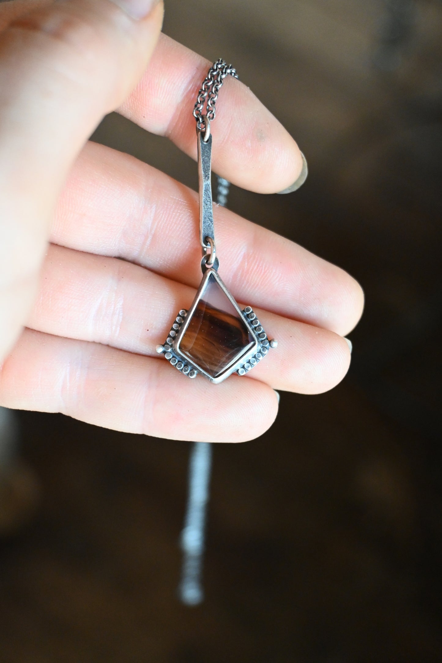 Bar Drop Necklace - Montana Agate