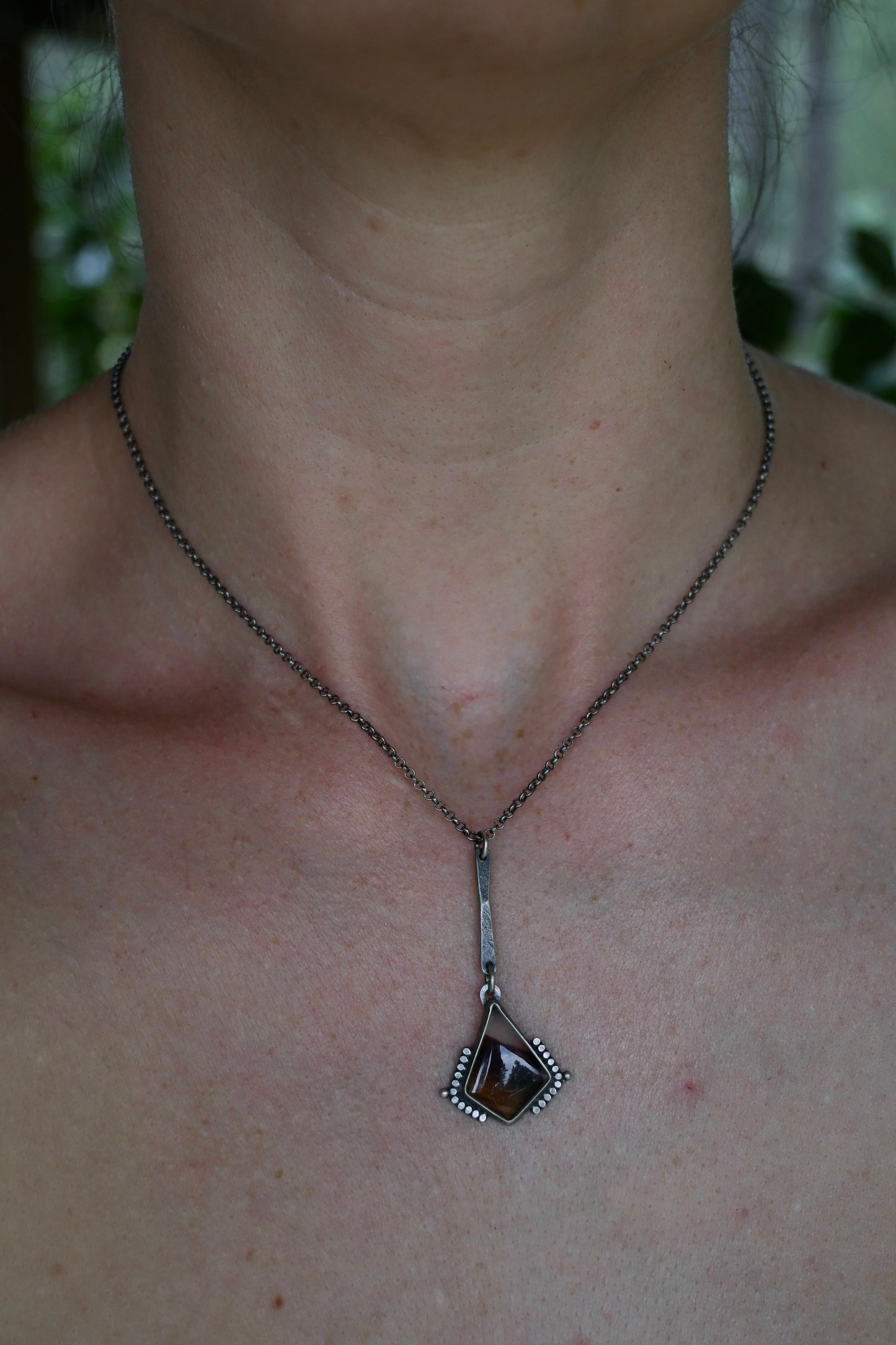 Bar Drop Necklace - Montana Agate
