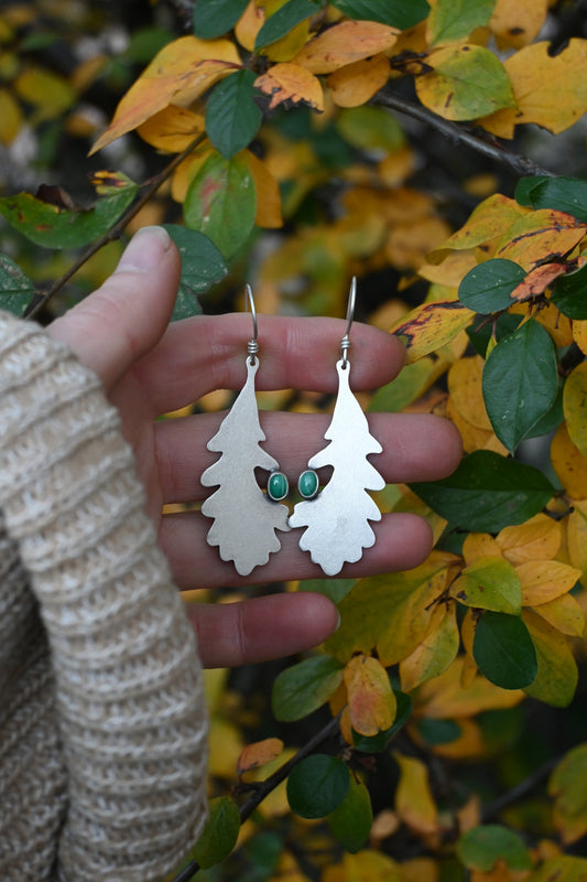 Oak Earrings - Malachite